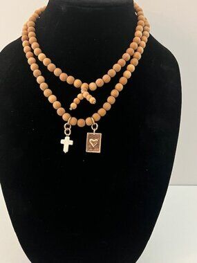 Katia designs Boho Wrap Necklace/Bracelet Natural Wood Beads. New, never worn